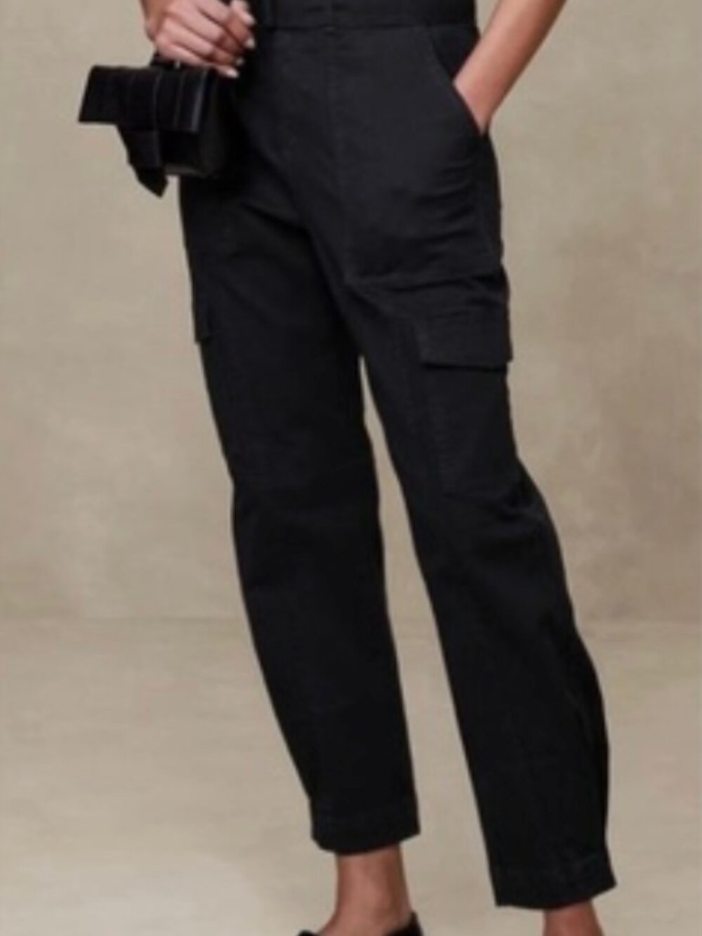 BANANA REPUBLIC Black Slim Stretch Cargo Pant ~  16 Tall ~ New With Tags $80